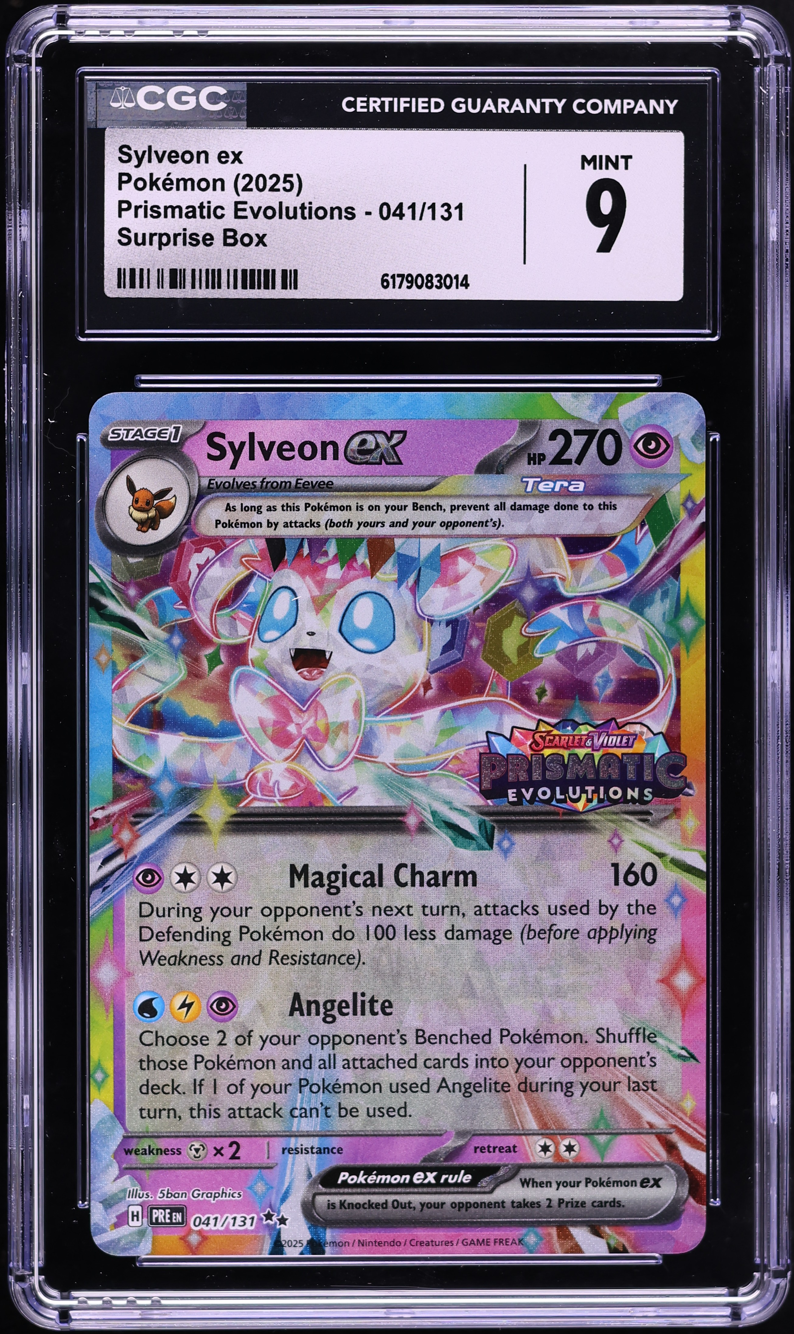 2025 Pokemon Scarlet & Violet Prismatic Evolutions Surprise Box Holo Sylveon ex #41 CGC 9 MINT