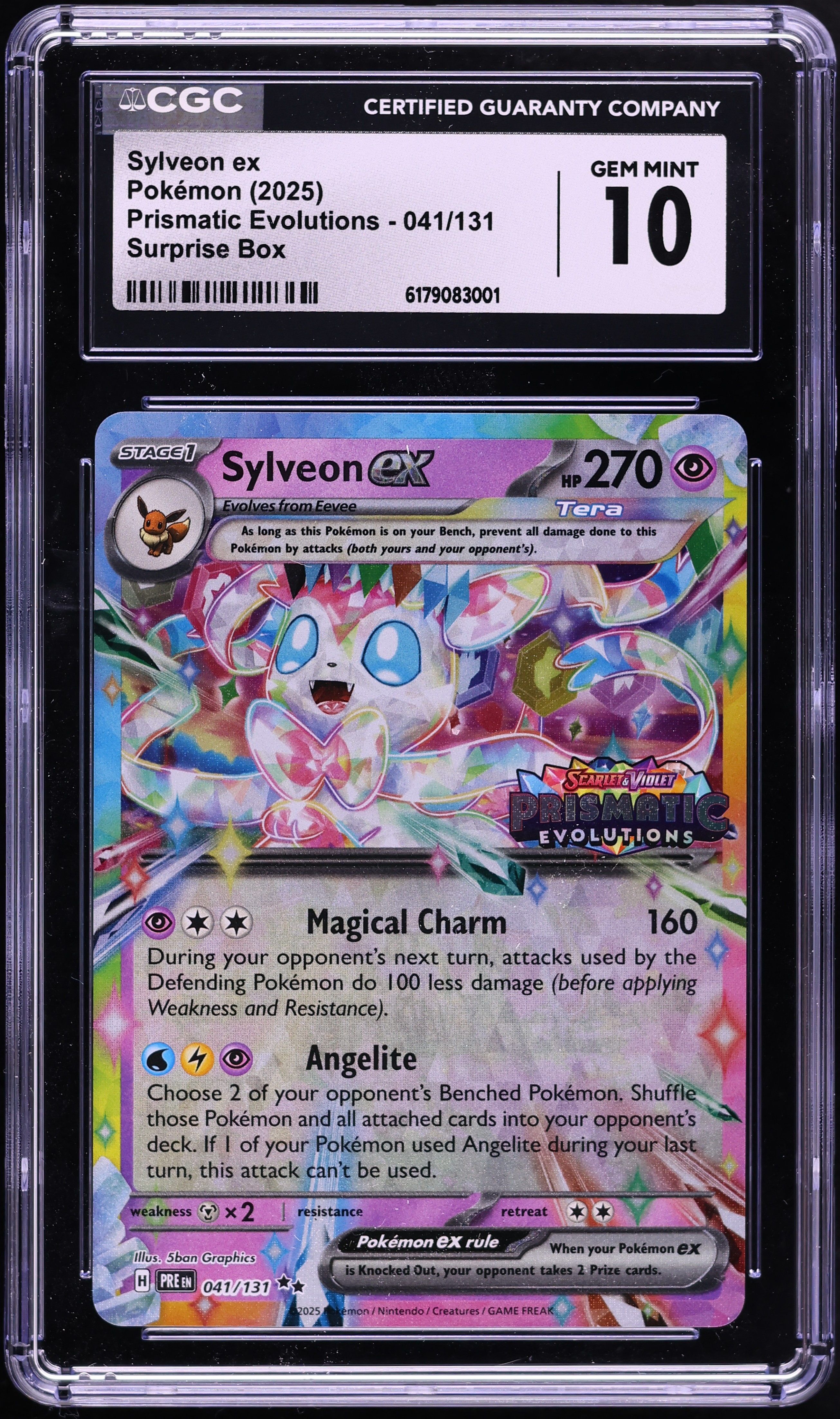 2025 Pokemon Scarlet & Violet Prismatic Evolutions Surprise Box Holo Sylveon ex #41 CGC 10 GEM
