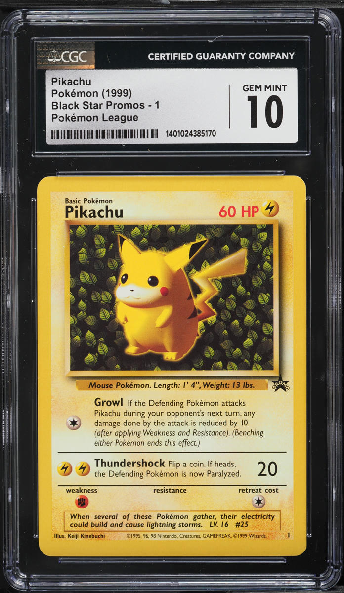 1999 Pokemon League Black Star Promo Pikachu #1 CGC 10 GEM MINT