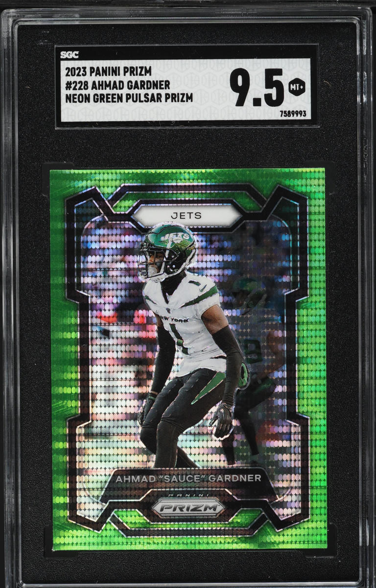 2023 Panini Prizm Neon Green Pulsar Ahmad Sauce Gardner #228 SGC 9.5 MINT+