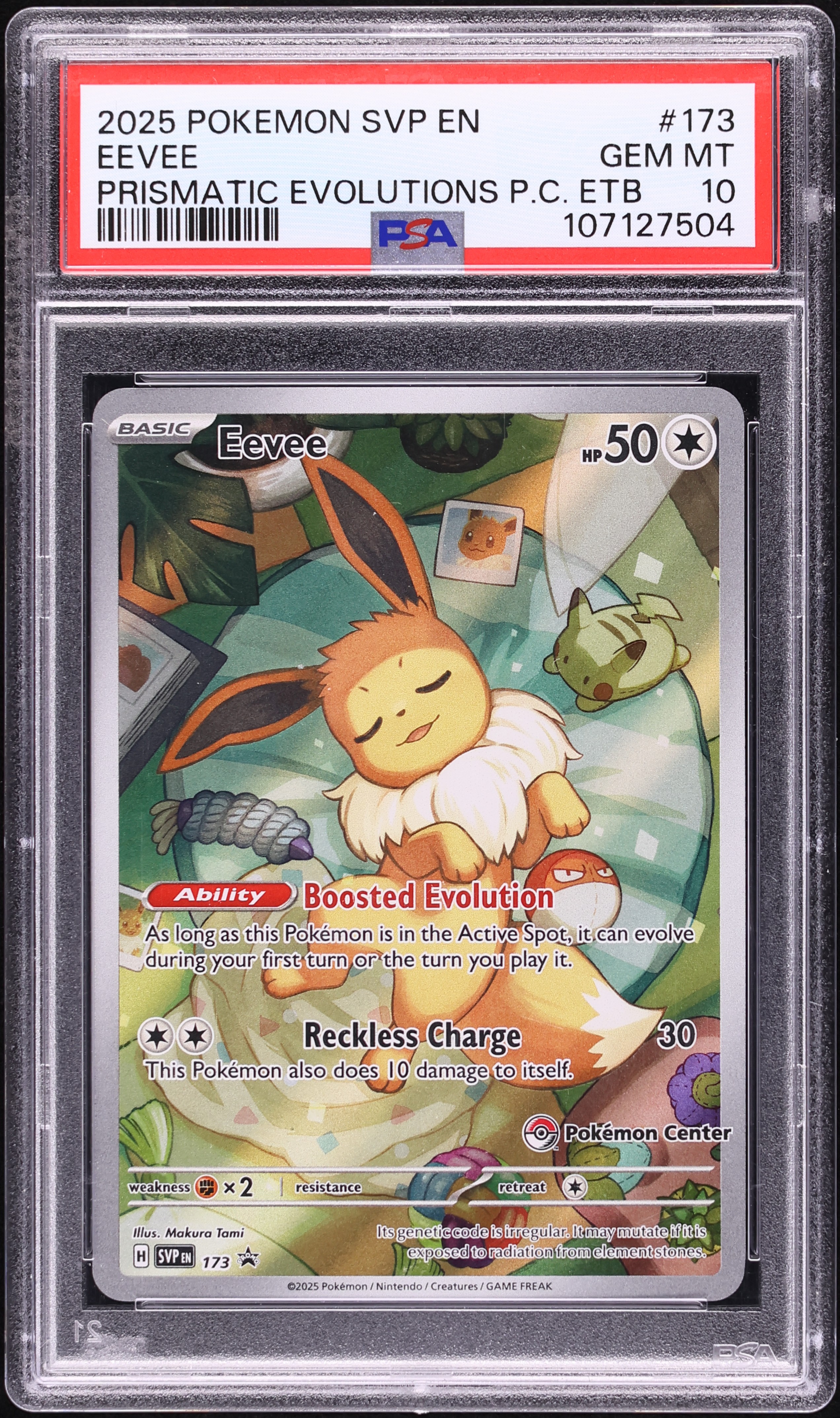 2025 Pokemon SV Promo Prismatic Evolutions Center ETB Full Art Eevee #173 PSA 10 GEM MINT