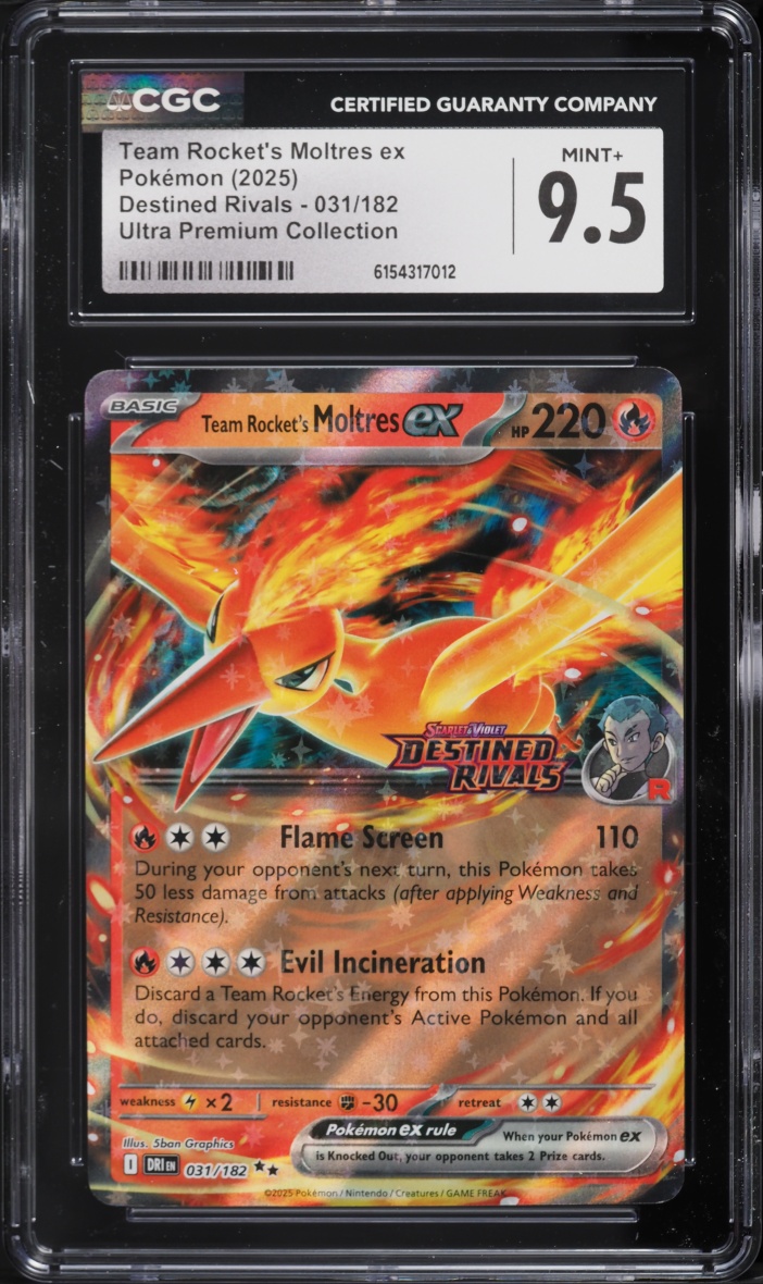 2025 Pokemon SV Destined Rivals Ultra Premium Holo Team Rocket's Moltres ex #31 CGC 9.5 MINT+