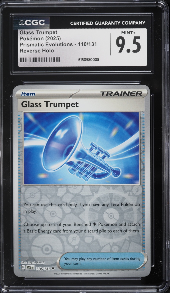 2025 Pokemon Scarlet & Violet Prismatic Evolutions Reverse Holo Glass Trumpet #110 CGC 9.5