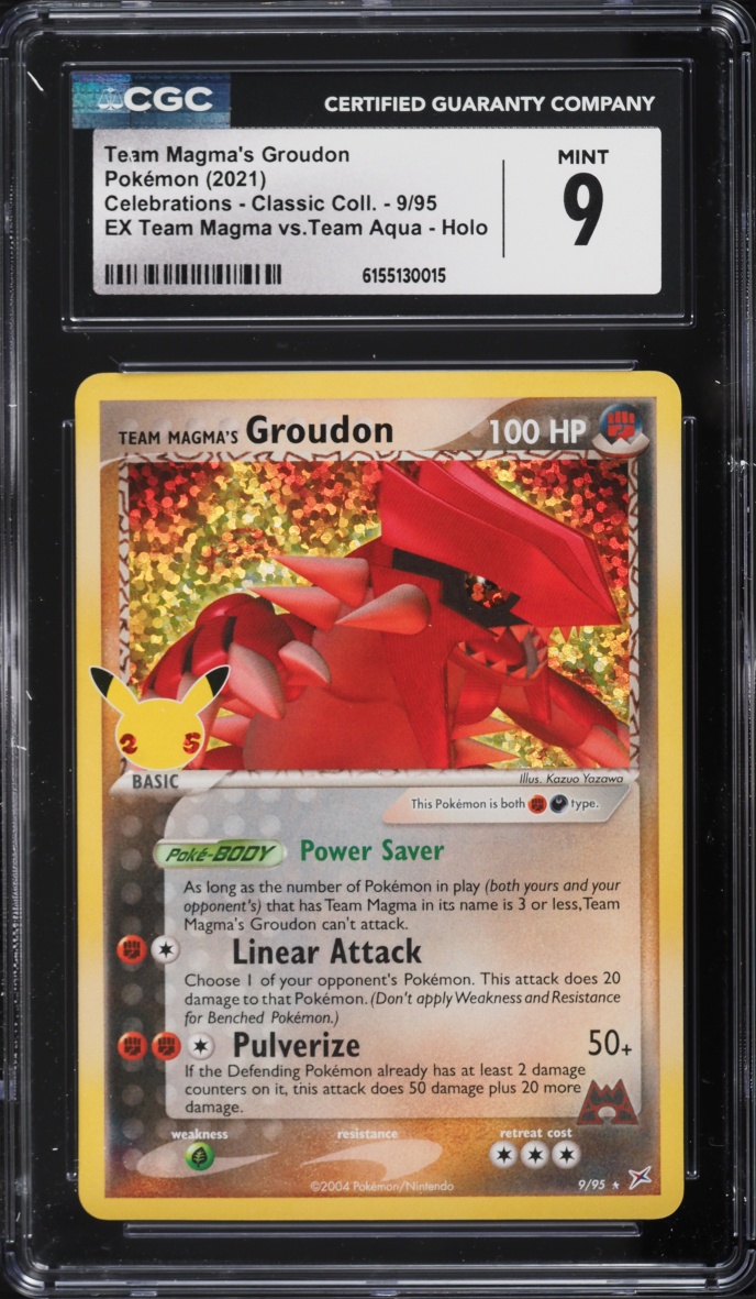 2021 Pokemon Sword & Shield Celebrations Holo Team Magma's Groudon #9 CGC 9 MINT