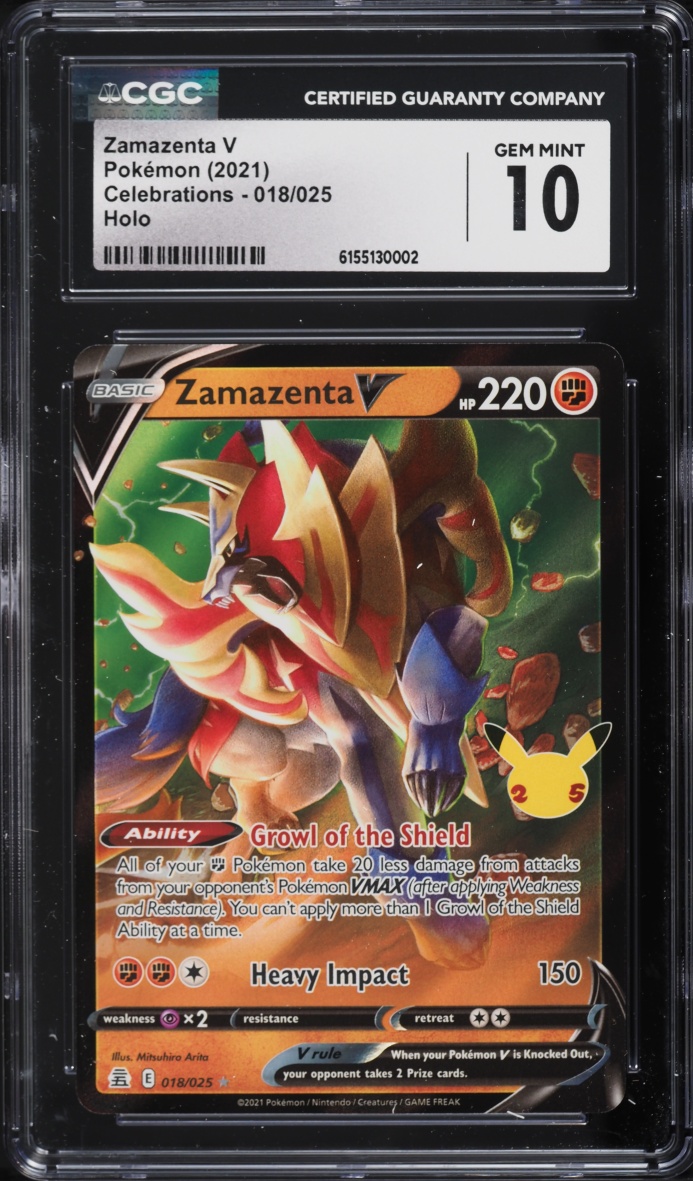 2021 Pokemon Sword & Shield Celebrations Holo Zamazenta V #18 CGC 10 GEM MINT