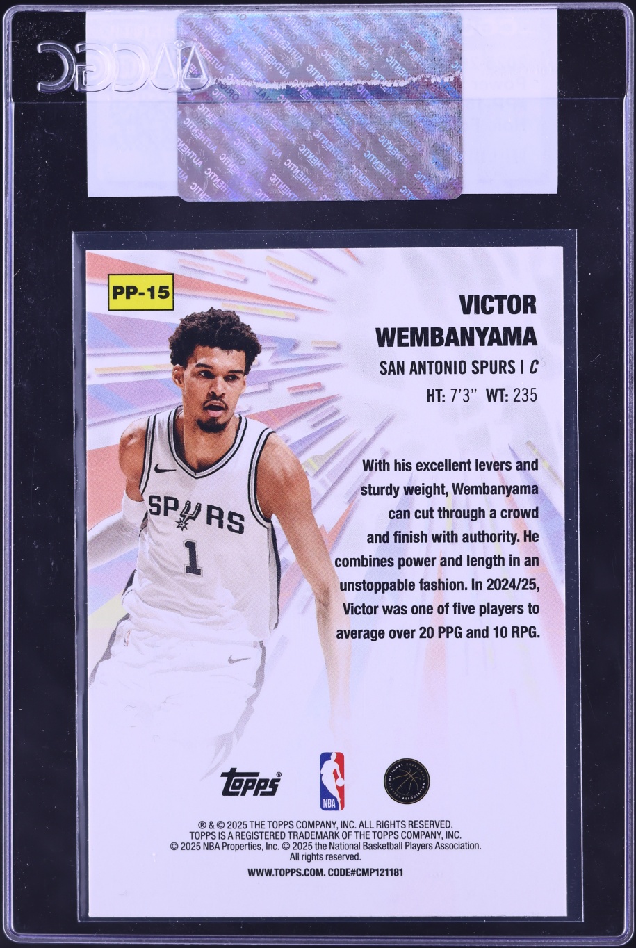 2025 Topps Power Players Holo Foil Victor Wembanyama #PP-15 CGC AUTH