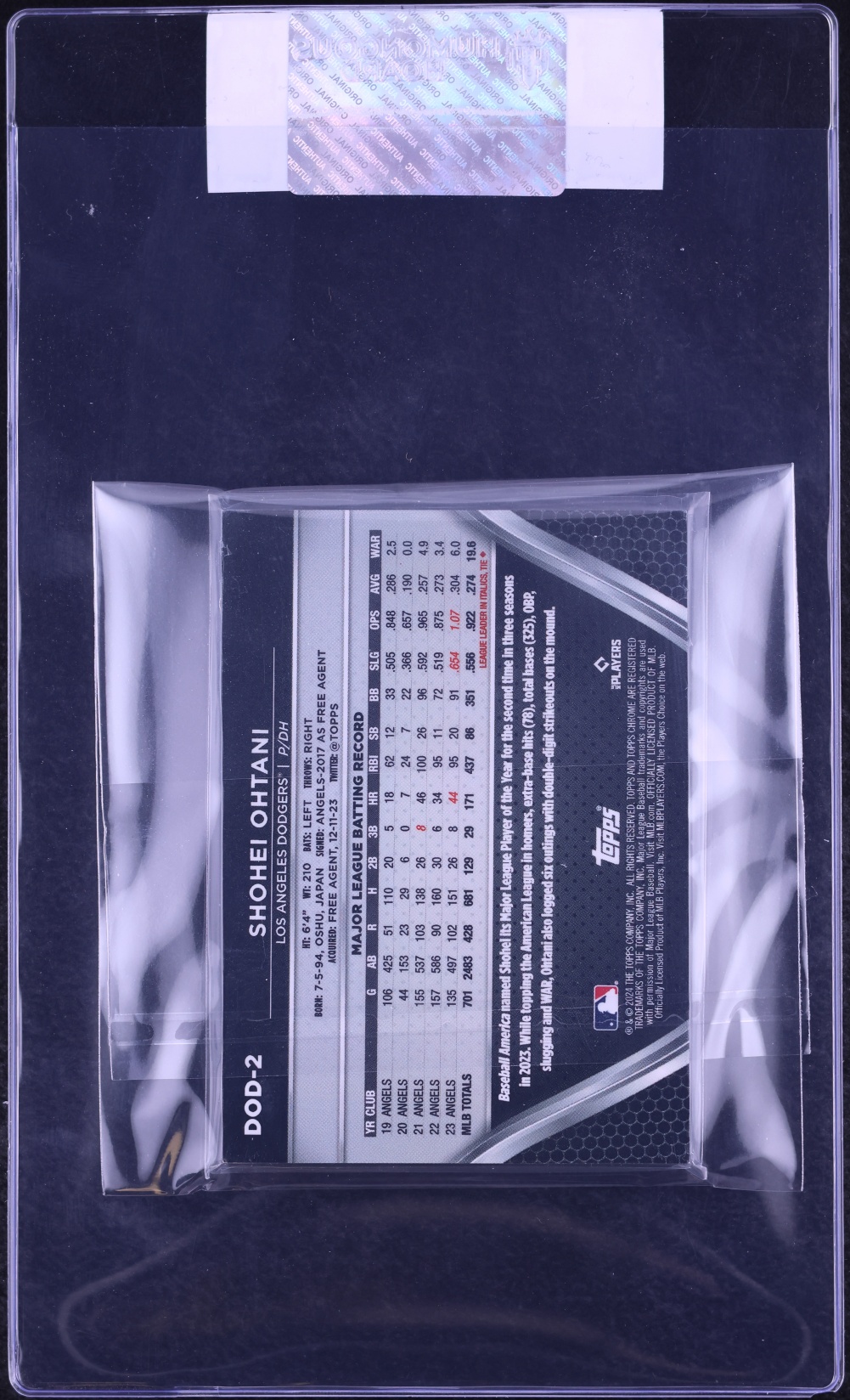 2024 Topps Chrome Black Depth Of Darkness Shohei Ohtani #DOD-2 CGC AUTH