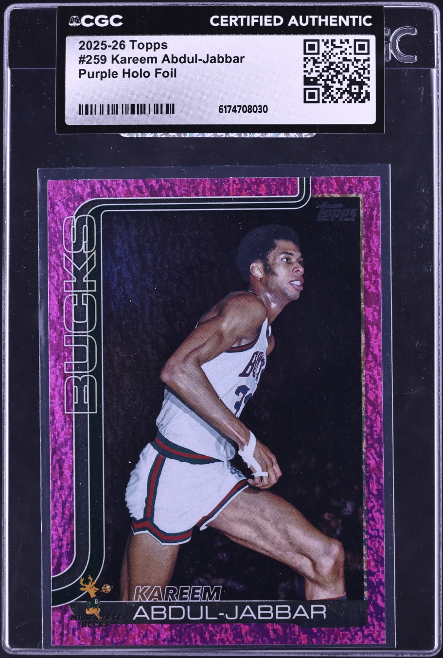 2025 Topps Purple Holo Foil Kareem Abdul-Jabbar #259 CGC AUTH