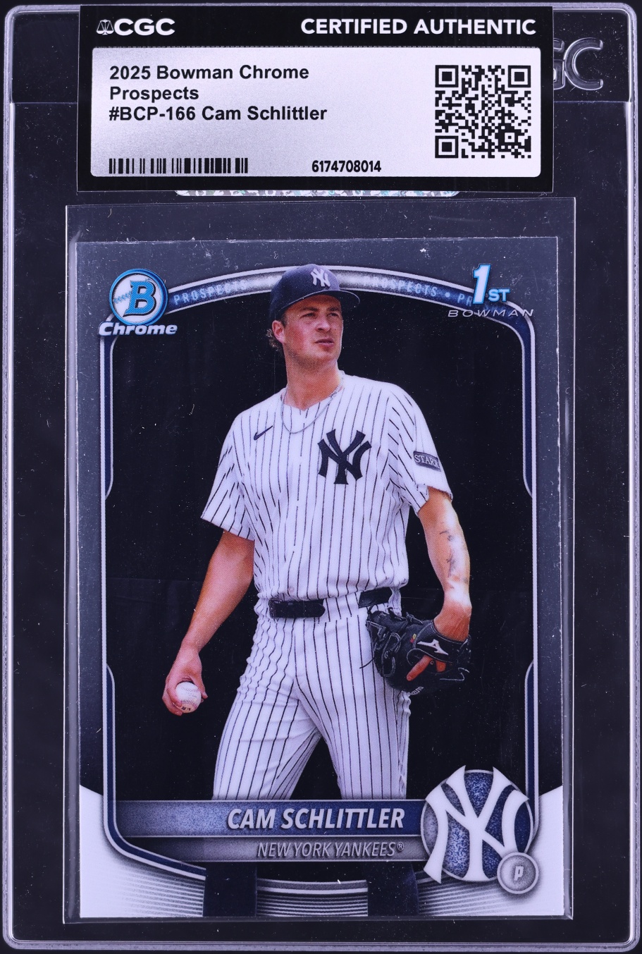 2025 Bowman Chrome Cam Schlittler PROSPECT #BCP-166 CGC AUTH