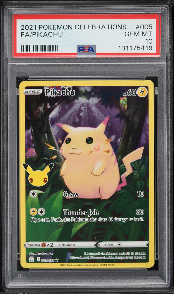 2021 Pokemon Sword & Shield Celebrations Full Art Pikachu #5 PSA 10 GEM MINT