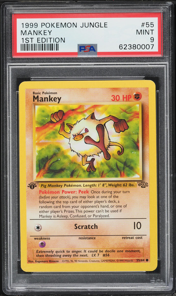 1999 Pokemon Jungle 1st Edition Mankey #55 PSA 9 MINT