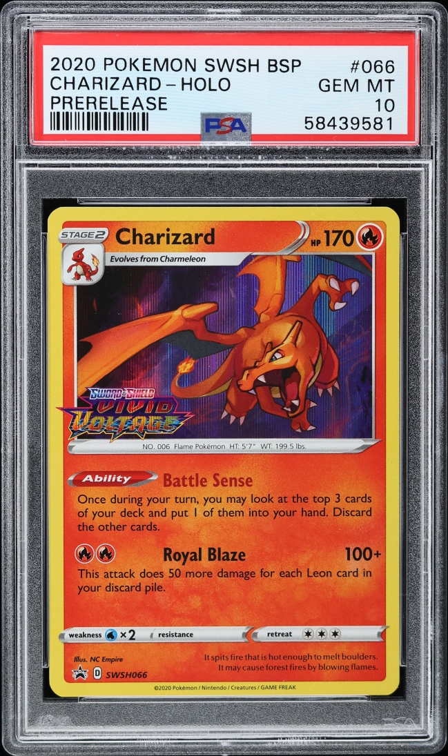 2020 Pokemon Sword & Shield Promo Vivid Voltage Prerelease Holo Charizard #66 PSA 10 GEM MINT