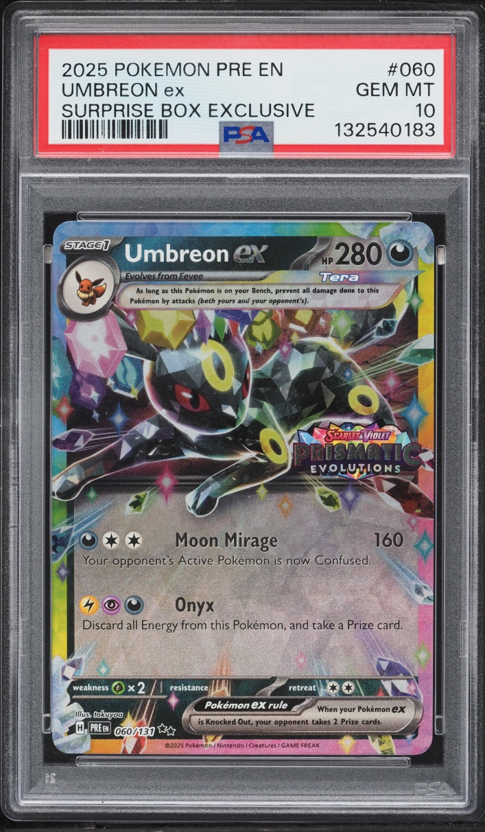 2025 Pokemon Scarlet & Violet Prismatic Evolutions Surprise Box Umbreon ex #60 PSA 10 GEM MINT
