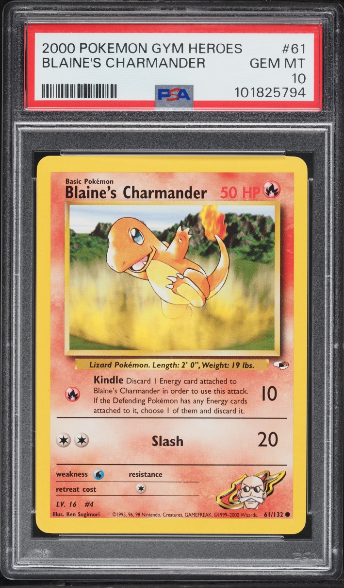 2000 Pokemon Gym Heroes Blaine's Charmander #61 PSA 10 GEM MINT