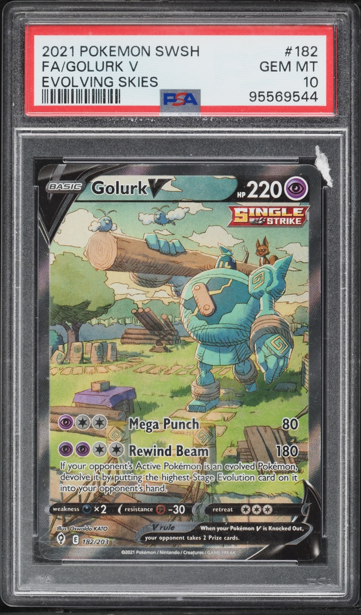 2021 Pokemon Sword & Shield Evolving Skies Full Art Golurk V #182 PSA 10 GEM MINT
