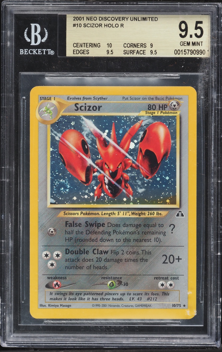 2001 Pokemon Neo Discovery Holo Scizor #10 BGS 9.5 GEM MINT