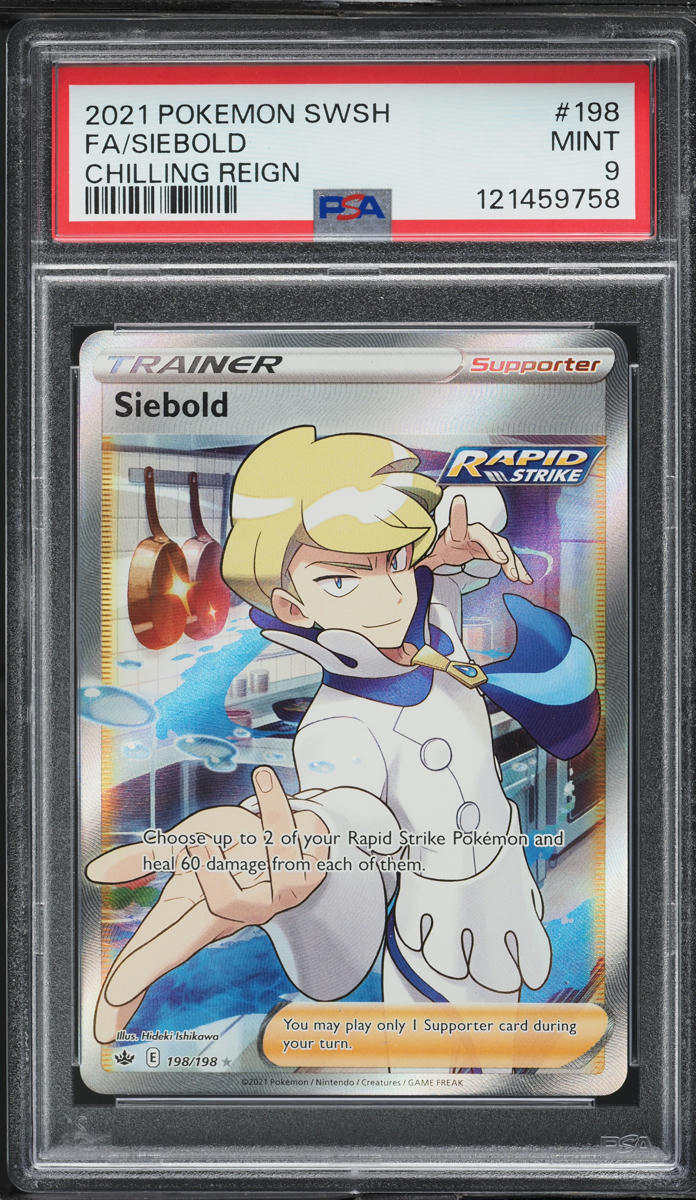 2021 Pokemon Sword & Shield Chilling Reign Full Art Siebold #198 PSA 9 MINT