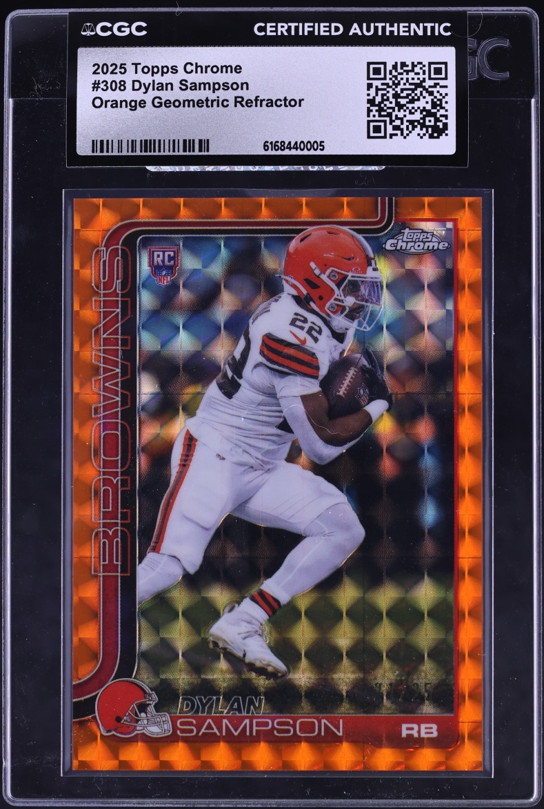 2025 Topps Chrome Orange Geometric Refractor Dylan Sampson ROOKIE /250 #308 CGC AUTH