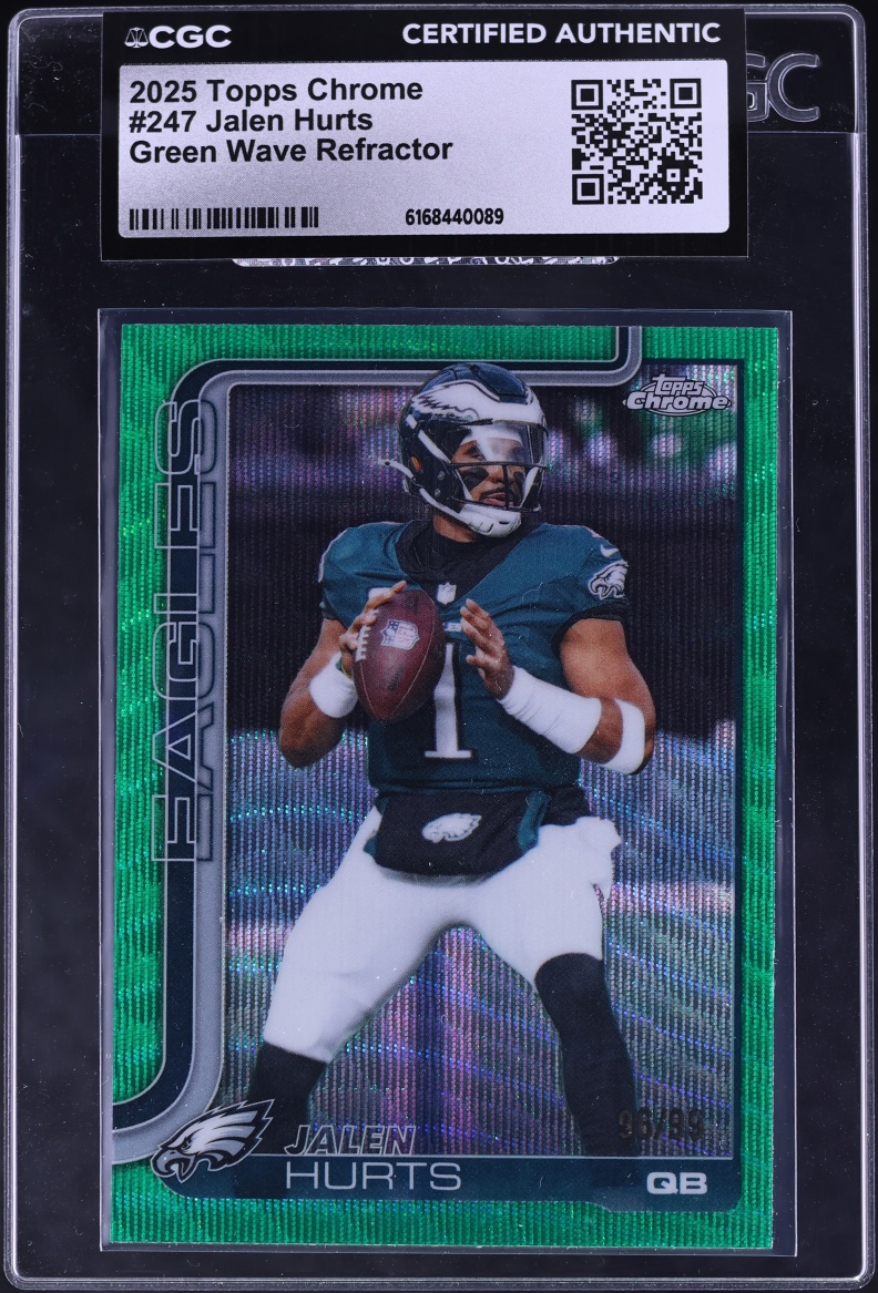 2025 Topps Chrome Green Wave Refractor Jalen Hurts /99 #247 CGC AUTH