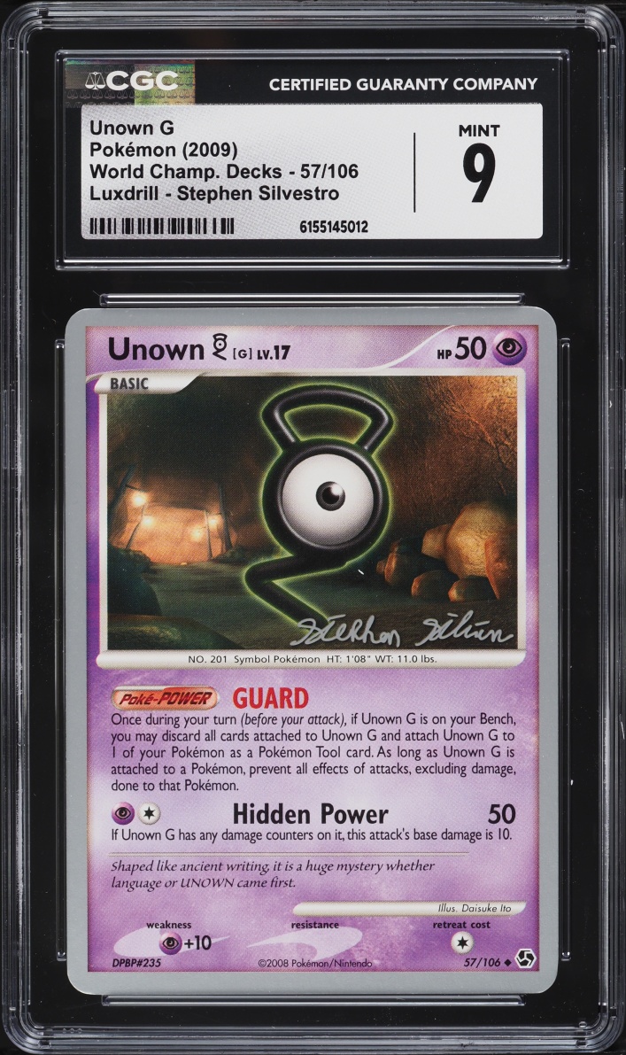 2009 Pokemon DP World Championship Decks Luxdrill Stephen Silvestro Unown G #57 CGC 9 MINT