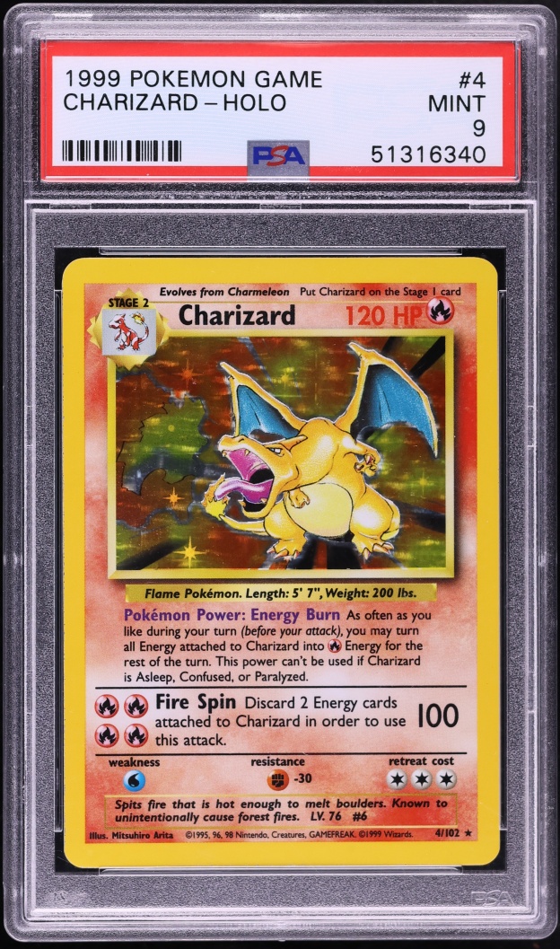 1999 Pokemon Base Set Holo Charizard #4 PSA 9 MINT