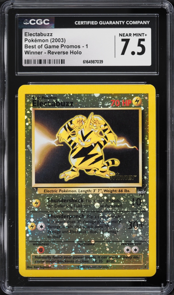 2003 Pokemon Best Of Game Promo Winner Reverse Holo Electabuzz #1 CGC 7.5 NRMT+