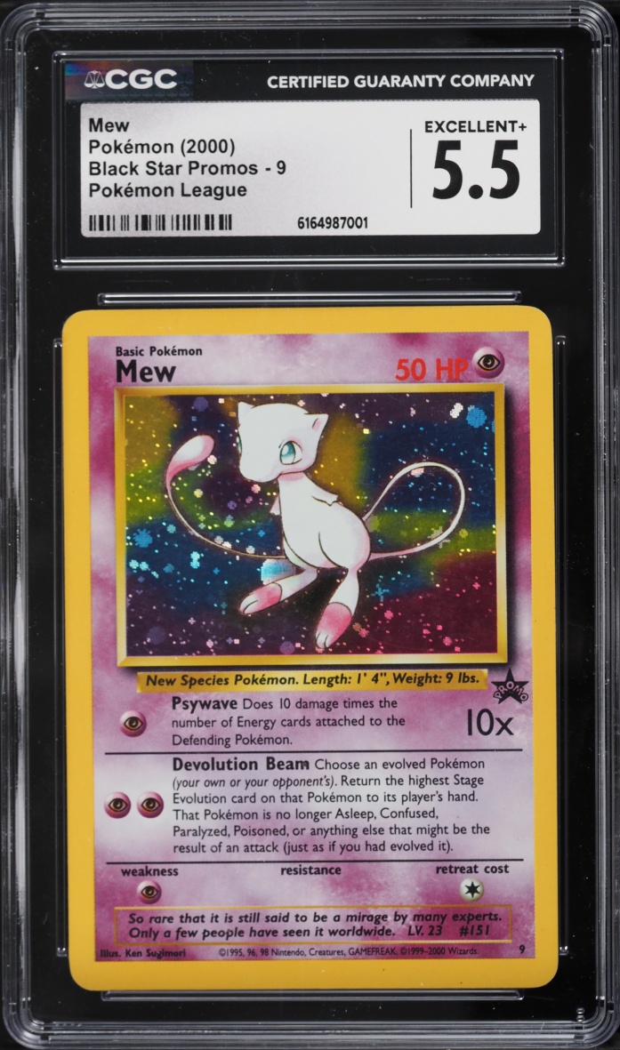 2000 Pokemon League Black Star Promo Holo Mew #9 CGC 5.5 EX+