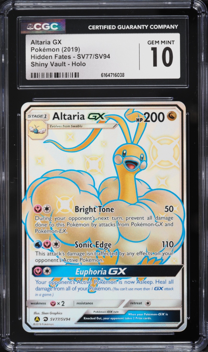 2019 Pokemon Sun & Moon Hidden Fates Shiny Vault Full Art Shiny Altaria Gx #SV77 CGC 10 GEM