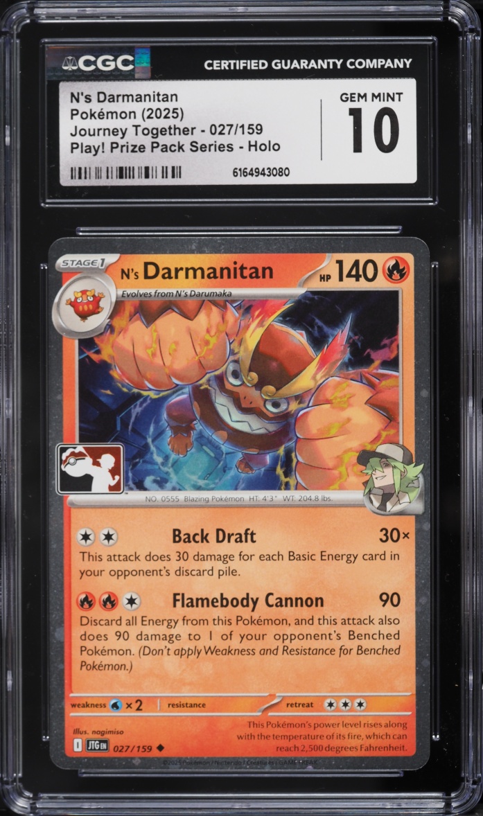 2025 Pokemon Scarlet & Violet Journey Together Play! Prize Pack Holo N's Darmanitan #27 CGC 10