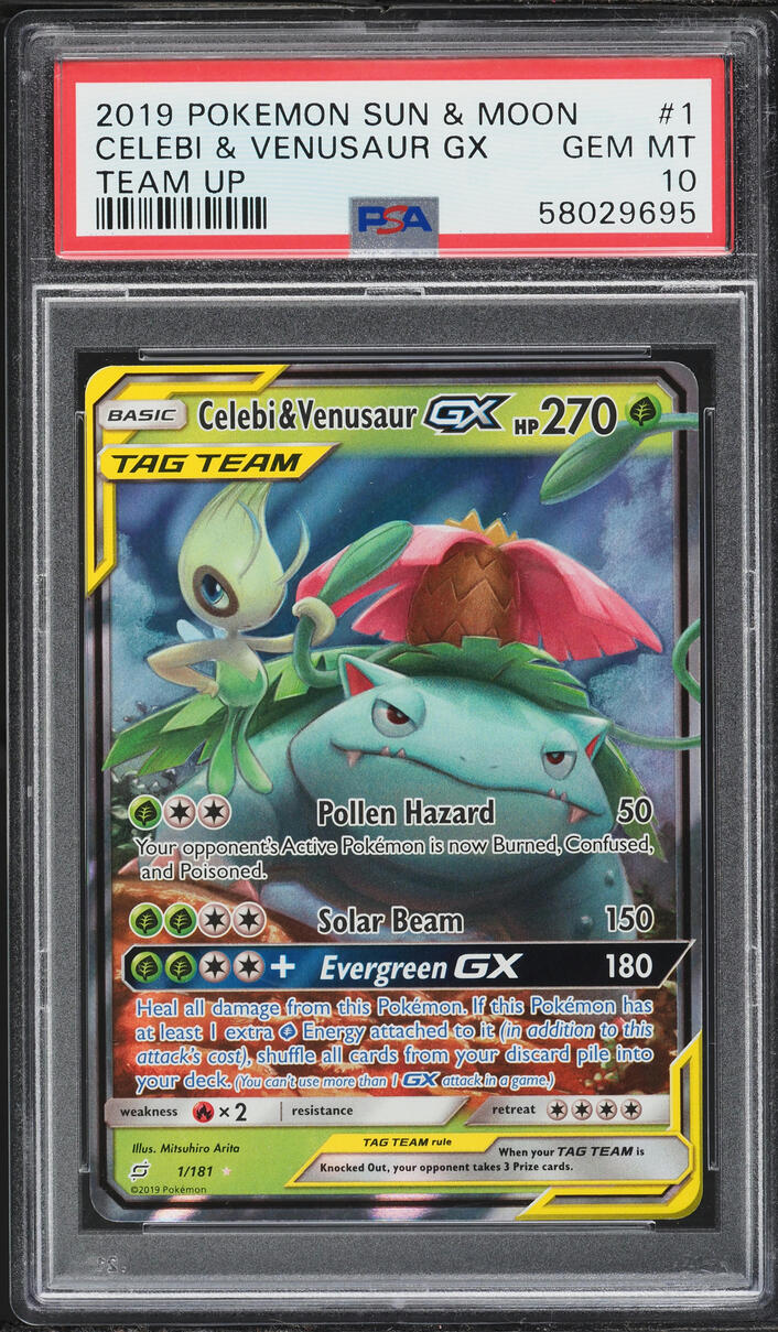 2019 Pokemon Sun & Moon Team Up Celebi & Venusaur GX #1 PSA 10 GEM MINT