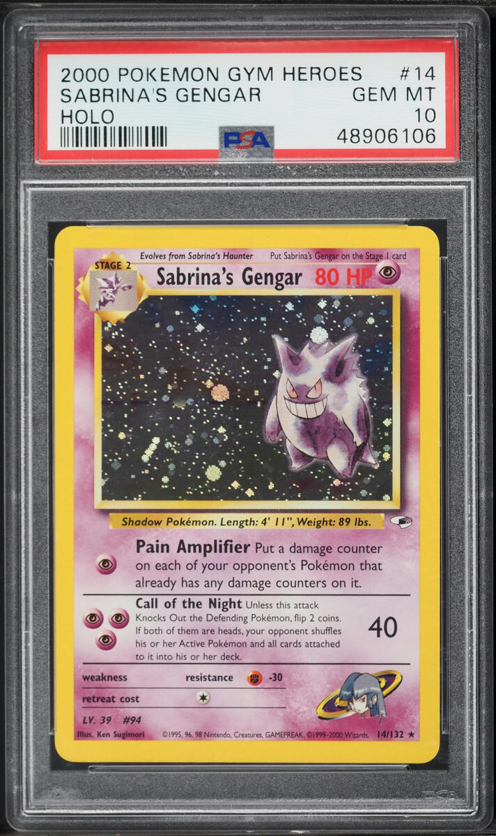 2000 Pokemon Gym Heroes Holo Sabrina's Gengar #14 PSA 10 GEM MINT