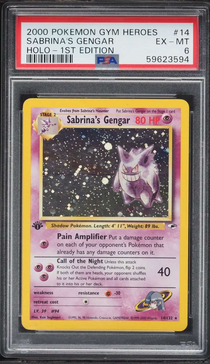 2000 Pokemon Gym Heroes 1st Edition Holo Sabrina's Gengar #14 PSA 6 EXMT