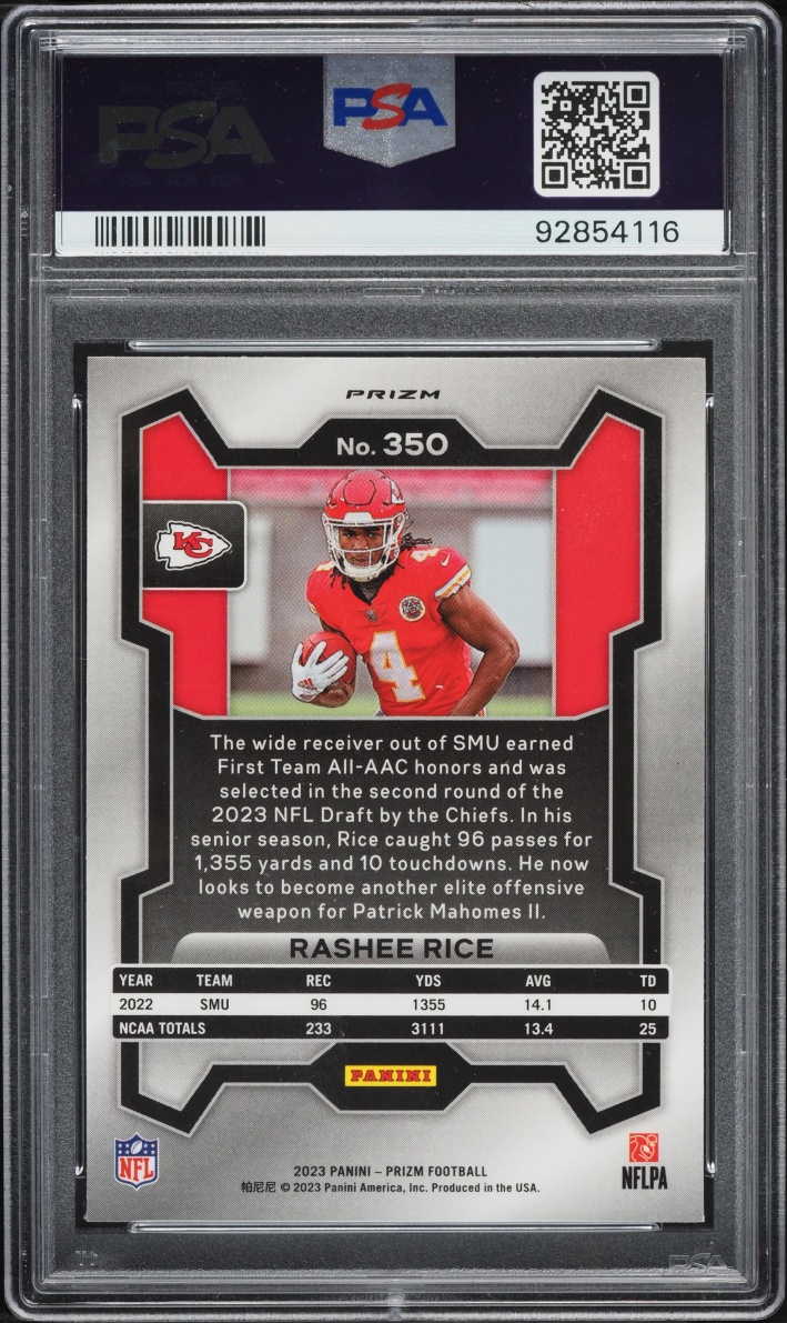 2023 Panini Prizm Red White & Blue Rashee Rice ROOKIE #350 PSA 10 GEM MINT