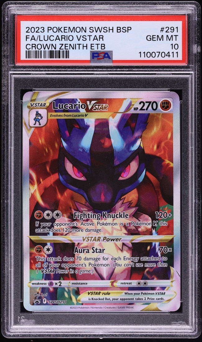 2023 Pokemon Sword & Shield Promo Crown Zenith ETB Lucario VSTAR #291 PSA 10 GEM MINT