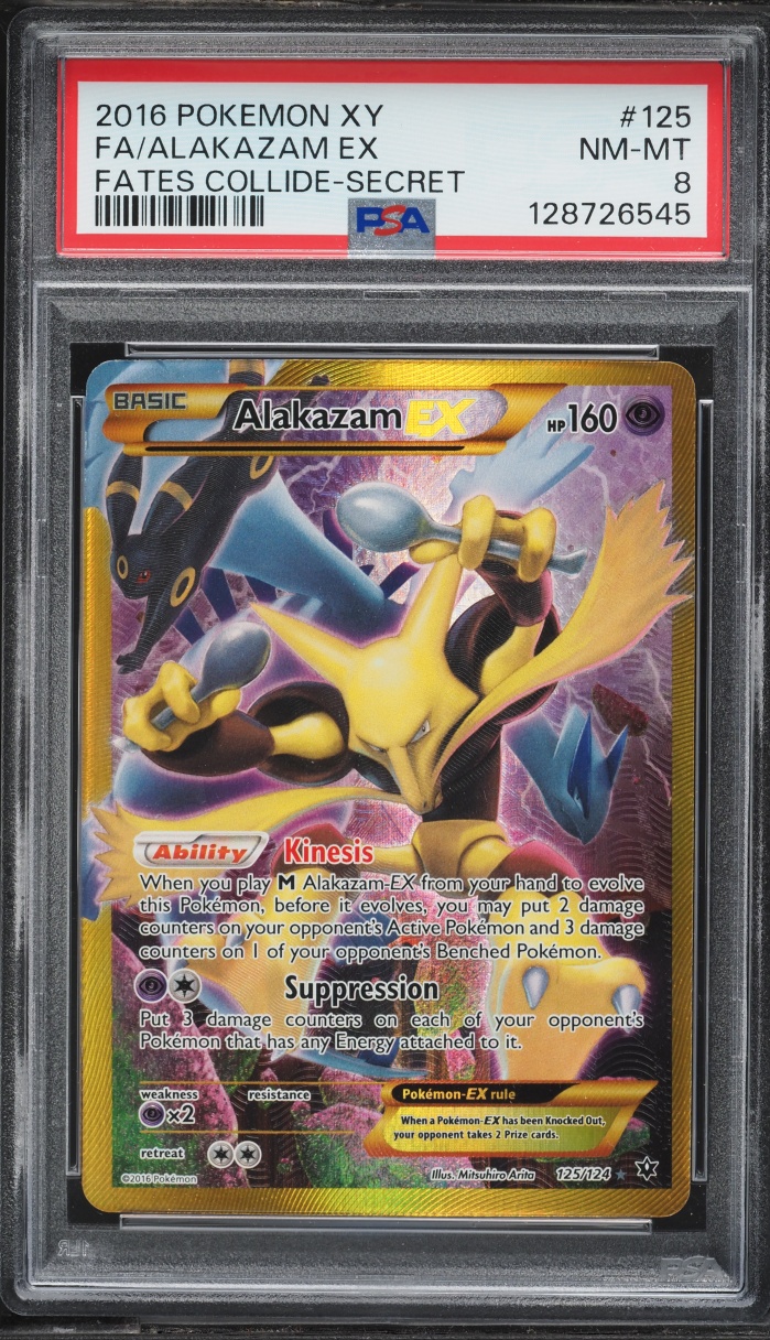 2016 Pokemon XY Fates Collide Full Art Alakazam EX #125 PSA 8 NM-MT