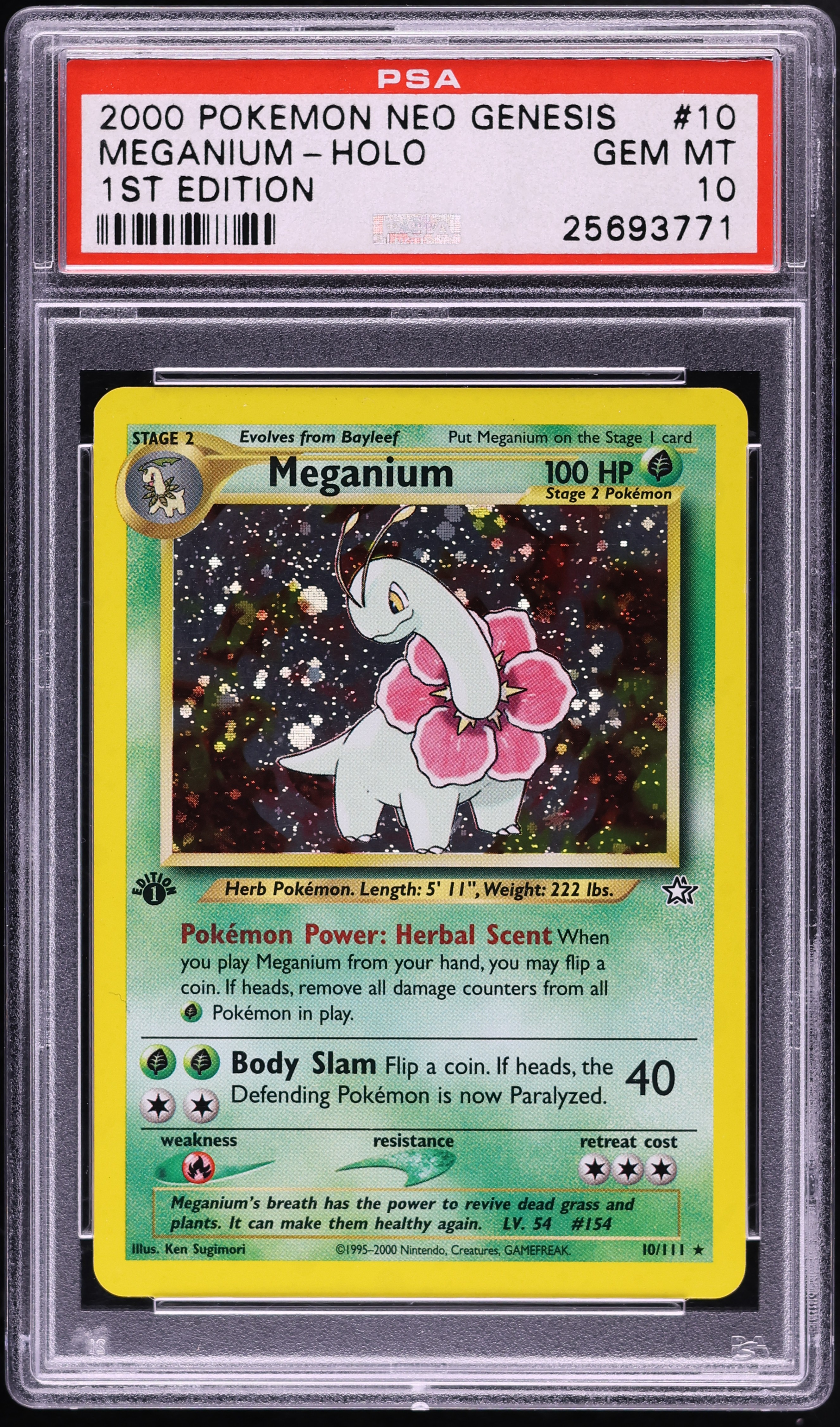 2000 Pokemon Neo Genesis 1st Edition Holo Meganium #10 PSA 10 GEM MINT