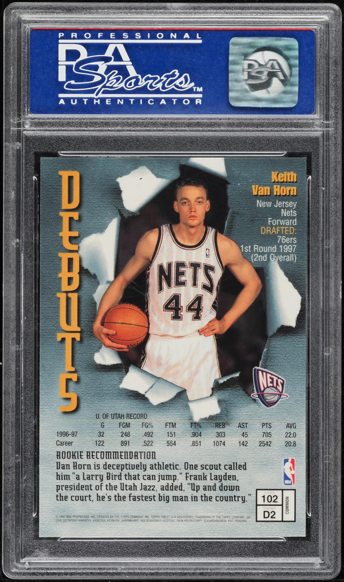 1997 Finest Basketball w/ Coating Keith Van Horn ROOKIE #102 PSA 10 GEM MINT