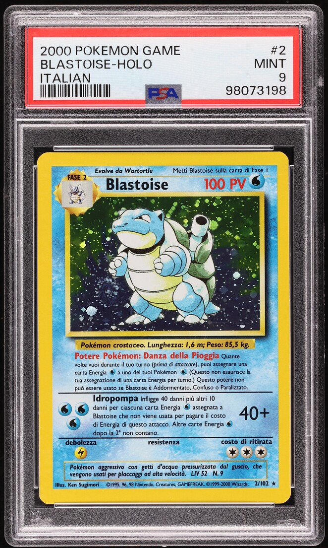 2000 Pokemon Italian Base Set Holo Blastoise #2 PSA 9 MINT