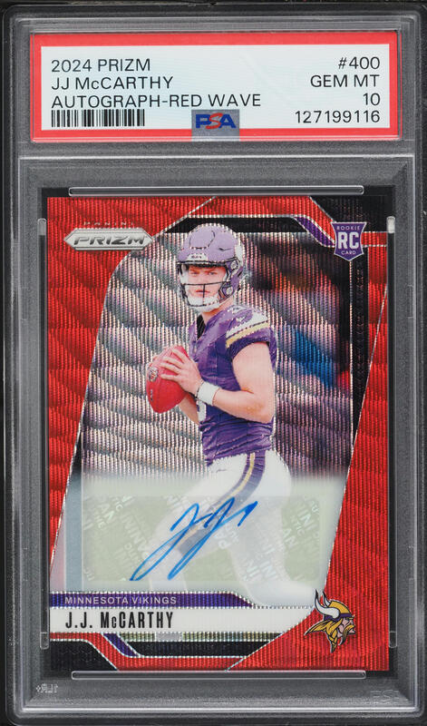 2024 Panini Prizm Gold Wave J.J. McCarthy ROOKIE 10/10 #400 PSA 9