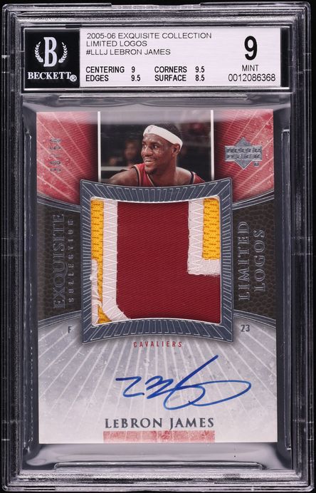 2005 Exquisite Collection Limited Logos LeBron James PATCH AUTO /50 #LL-LJ BGS 9 MINT