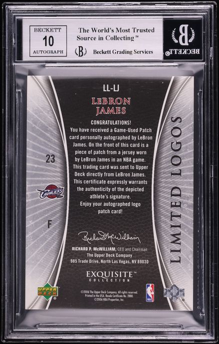 2005 Exquisite Collection Limited Logos LeBron James PATCH AUTO /50 #LL-LJ BGS 9 MINT - Photo 2