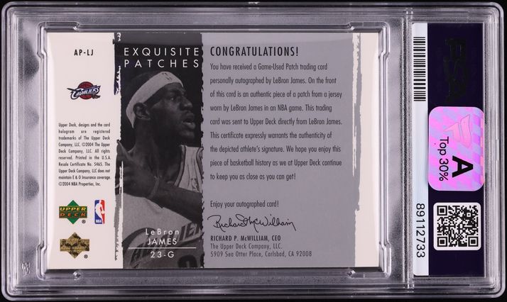 2003 Exquisite Collection Patches LeBron James ROOKIE PATCH AUTO /100 #AP-LJ PSA 8 NM-MT - Photo 2