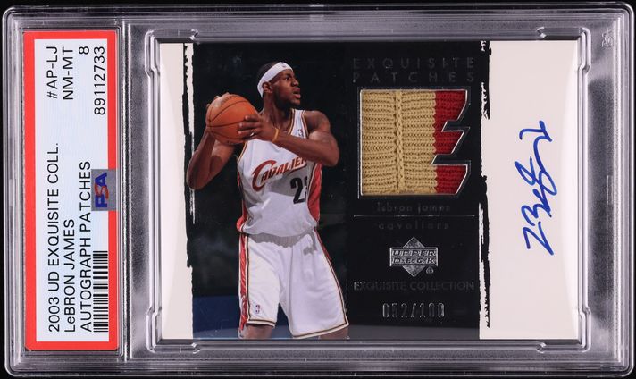 2003 Exquisite Collection Patches LeBron James ROOKIE PATCH AUTO /100 #AP-LJ PSA 8 NM-MT