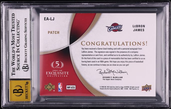 2007 Exquisite Collection Patches LeBron James PATCH AUTO /35 #EA-LJ BGS 8 NM-MT - Photo 2