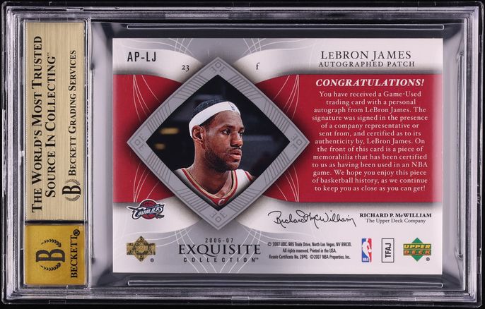 2006 Exquisite Collection Patches LeBron James PATCH AUTO /100 #AP-LJ BGS 9.5 GEM MINT - Photo 2