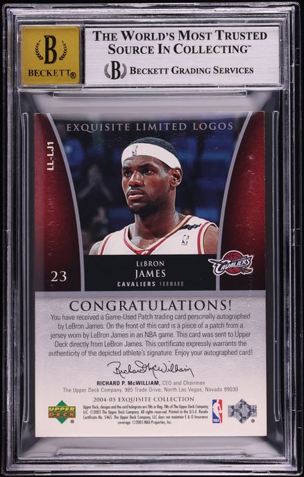 2004 Exquisite Collection Limited Logos LeBron James PATCH AUTO /50 #LL-LJ1 BGS 8.5 NM-MT+ - Photo 2