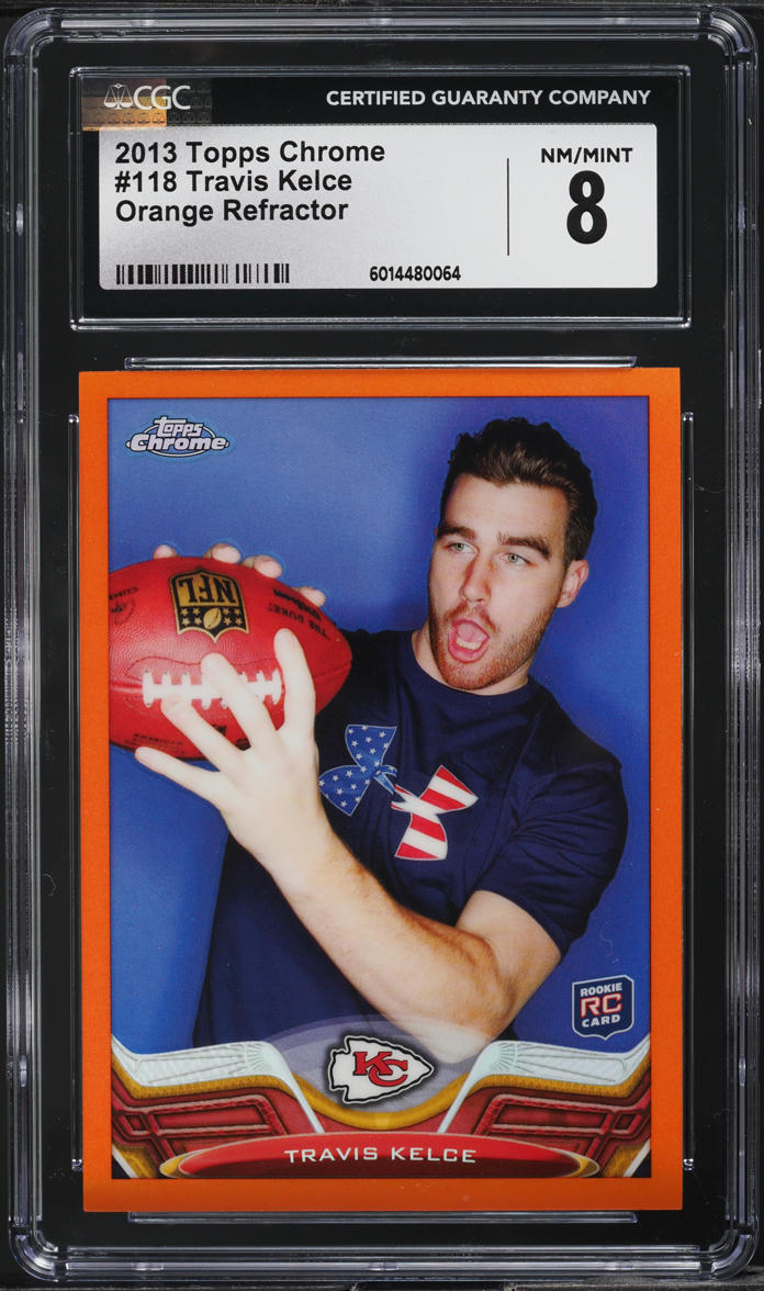 2013 Topps Chrome Orange Refractor Travis Kelce ROOKIE #118 CGC 8 NM-MT