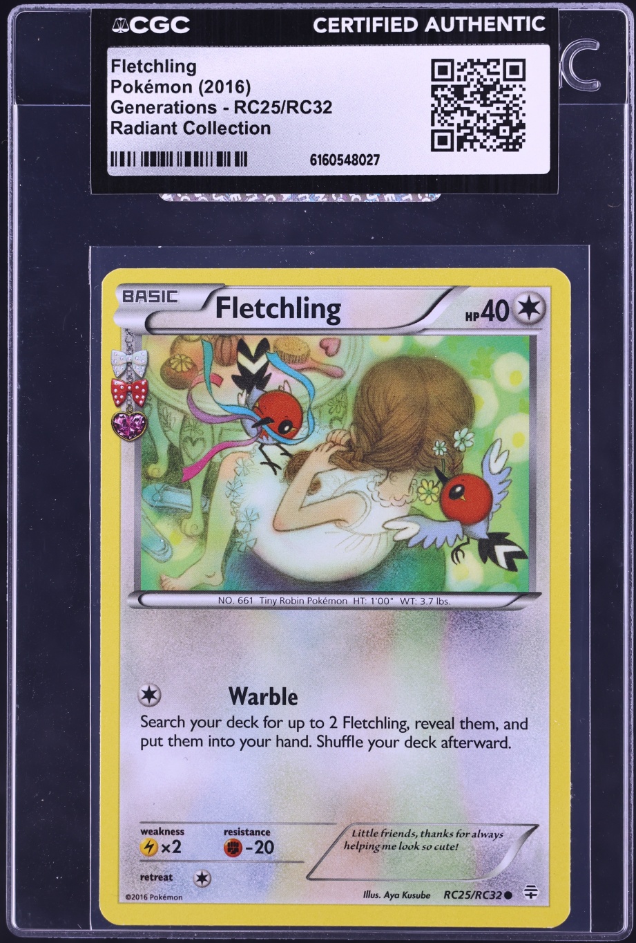 2016 Pokemon XY Generations Radiant Collection Fletchling #RC25 CGC AUTH