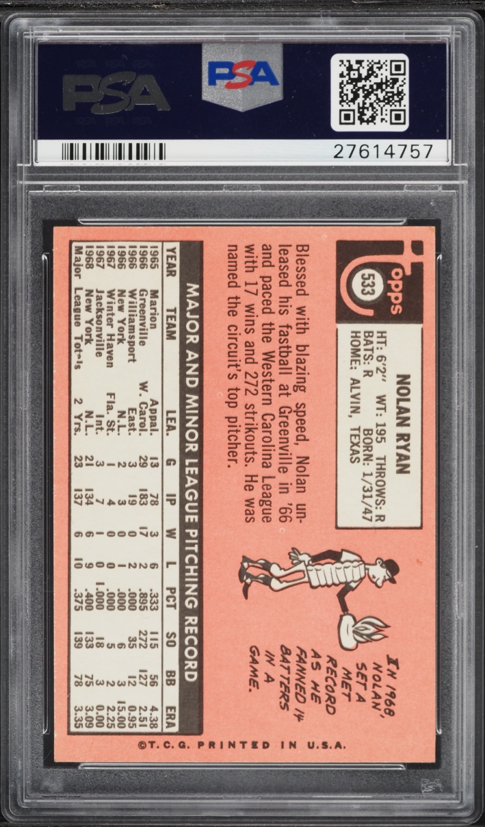 1969 Topps Nolan Ryan #533 PSA 9 MINT