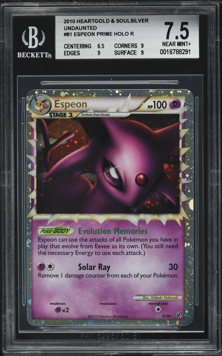 2010 Pokemon HeartGold & SoulSilver Undaunted Holo Prime Espeon #81 BGS 7.5